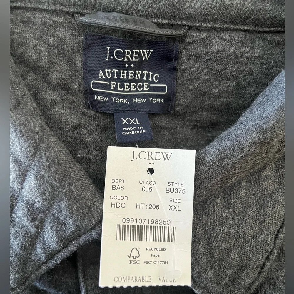 J Crew Mens Dark Gray Quilted Shirt Jacket XXL
